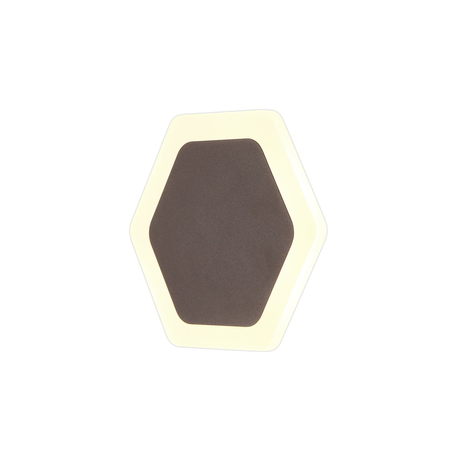 Proctor Magnetic Base Wall Lamp, 12W LED 3000K 498lm, 15/19cm Horizontal Hexagonal Centre, Coffee/Acrylic Frosted Diffuser