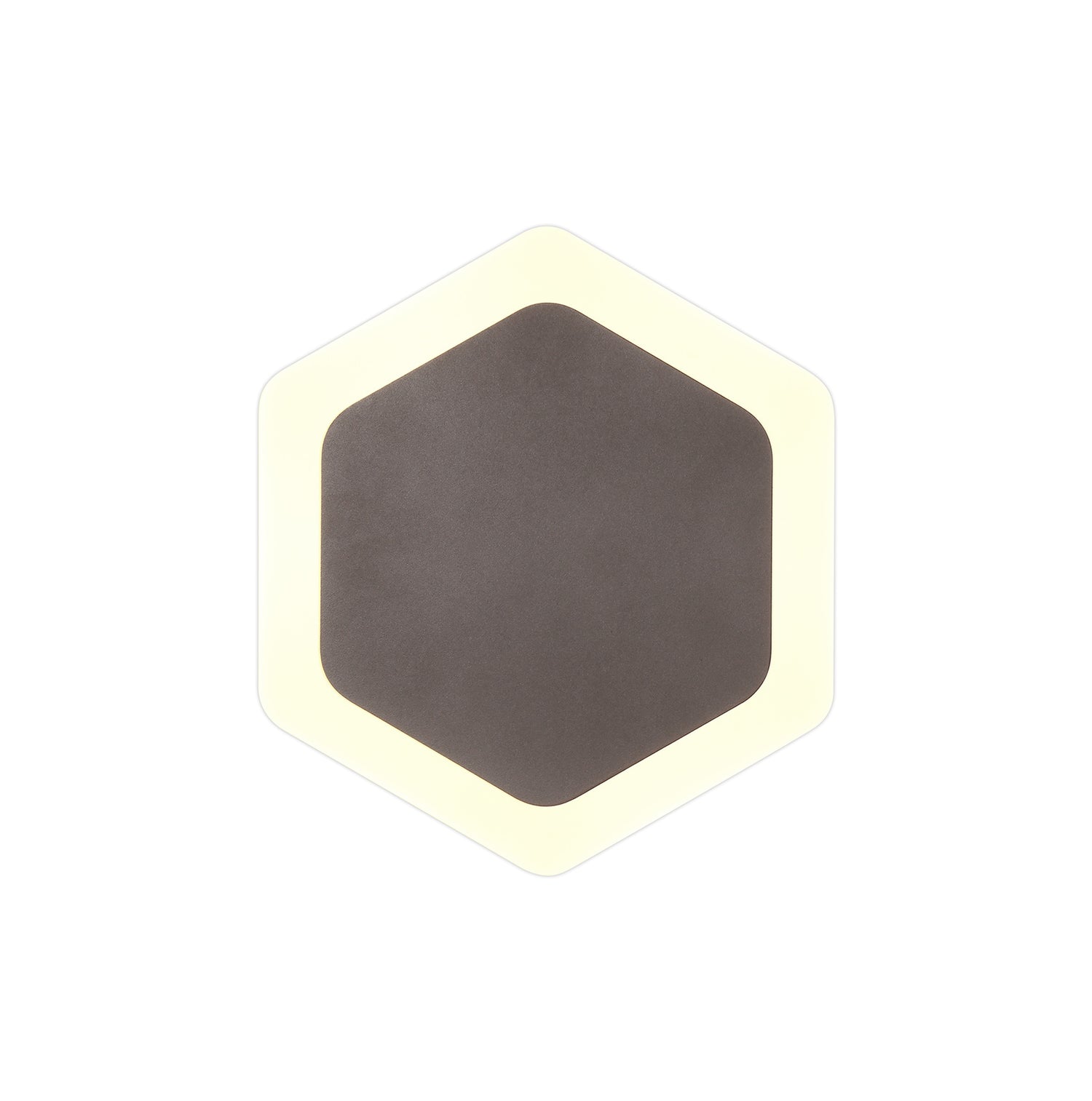 Proctor Magnetic Base Wall Lamp, 12W LED 3000K 498lm, 15/19cm Vertical Hexagonal Centre, Coffee/Acrylic Frosted Diffuser