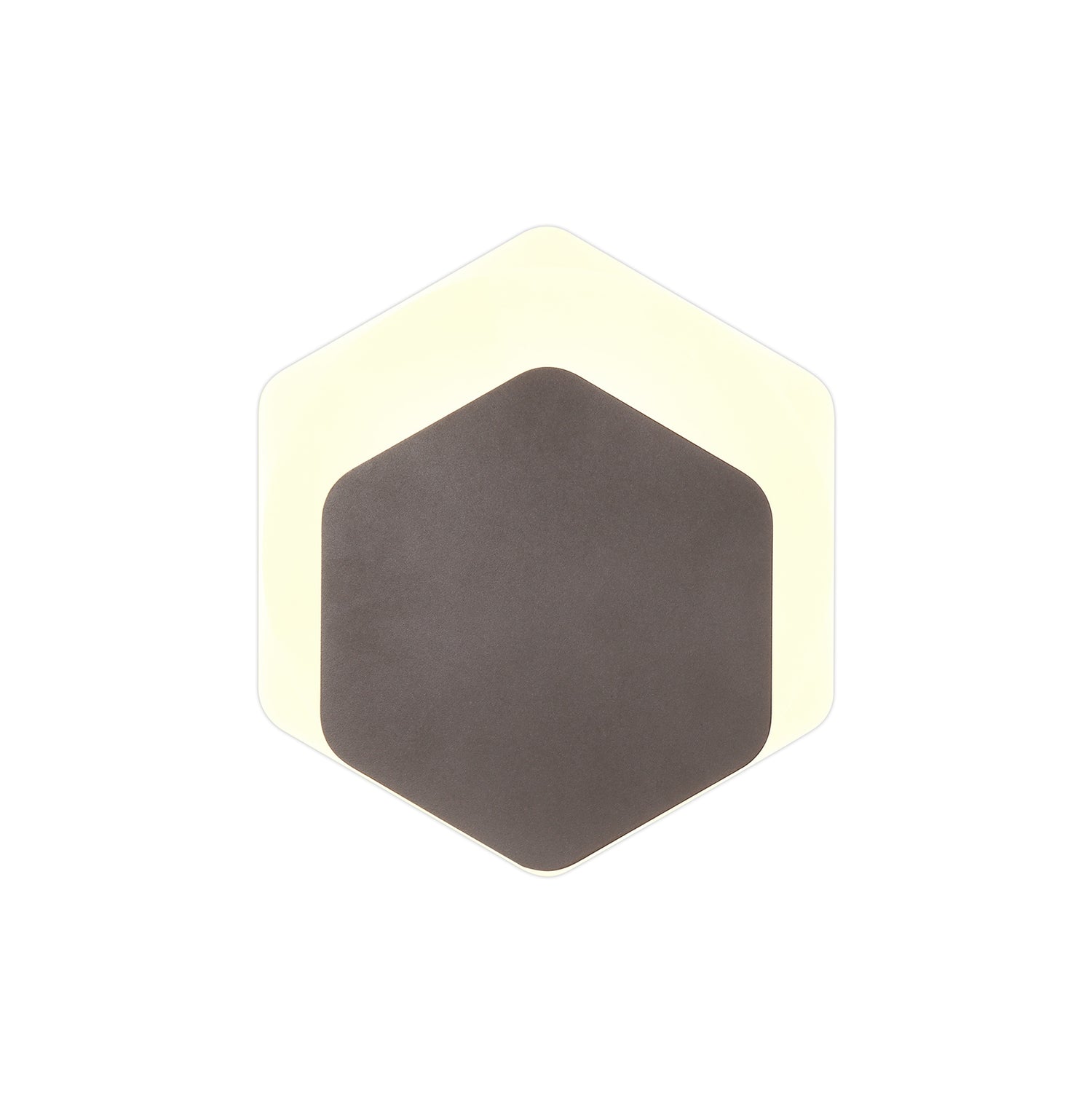 Proctor Magnetic Base Wall Lamp, 12W LED 3000K 498lm, 15/19cm Vertical Hexagonal Bottom Offset, Coffee/Acrylic Frosted Diffuser