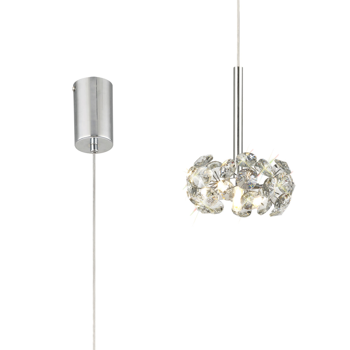 Byrne 1 Light G9 2m Single Pendant With Polished Chrome And Crystal Shade