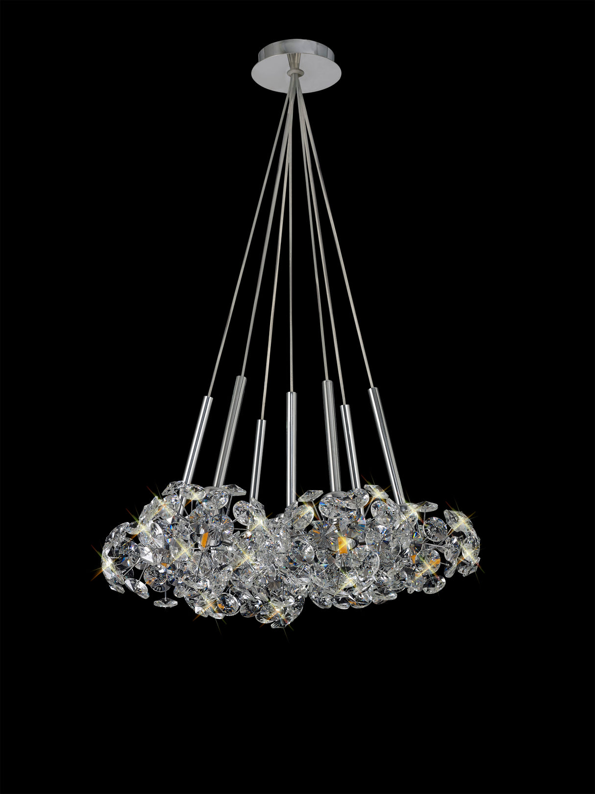 Byrne 7 Light G9 1.5m Cluster Pendant With Polished Chrome And Crystal Shade