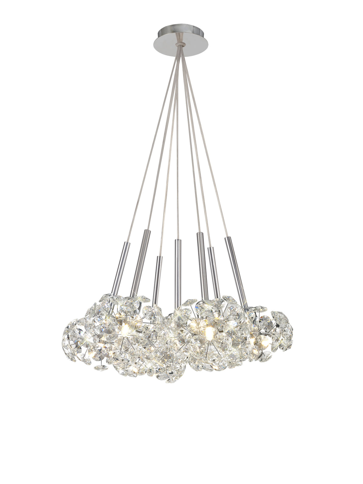 Byrne 7 Light G9 1.5m Cluster Pendant With Polished Chrome And Crystal Shade