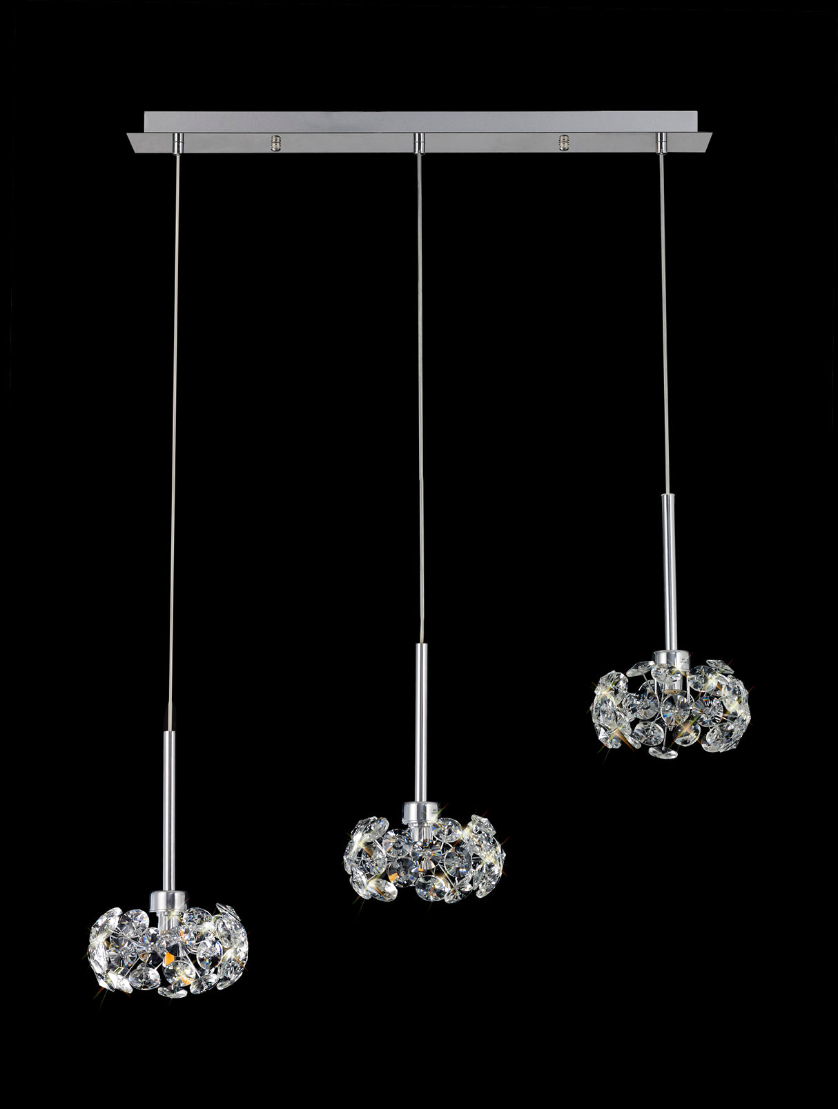 Byrne 3 Light G9 2m Linear Pendant With Polished Chrome And Crystal Shade