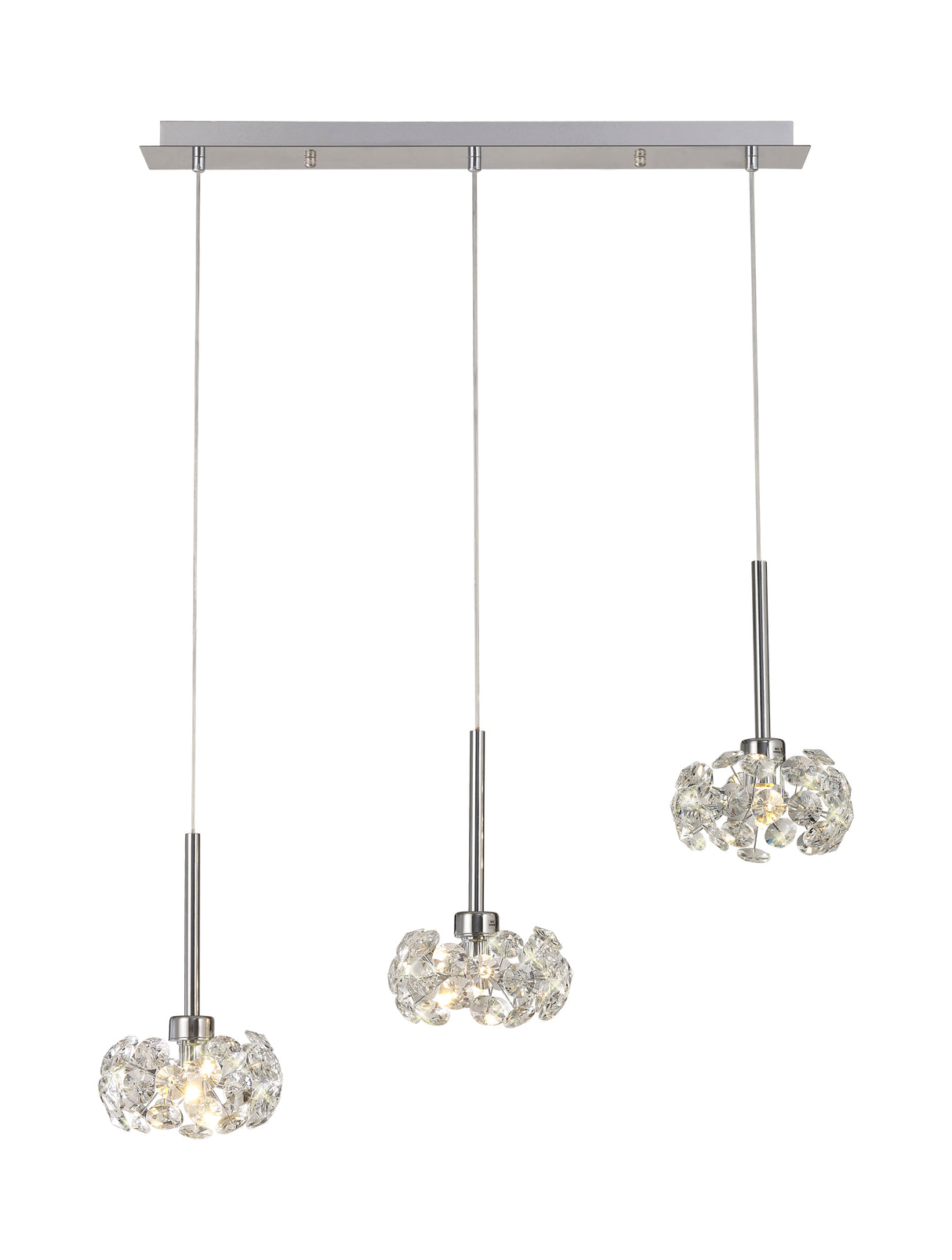 Byrne 3 Light G9 2m Linear Pendant With Polished Chrome And Crystal Shade