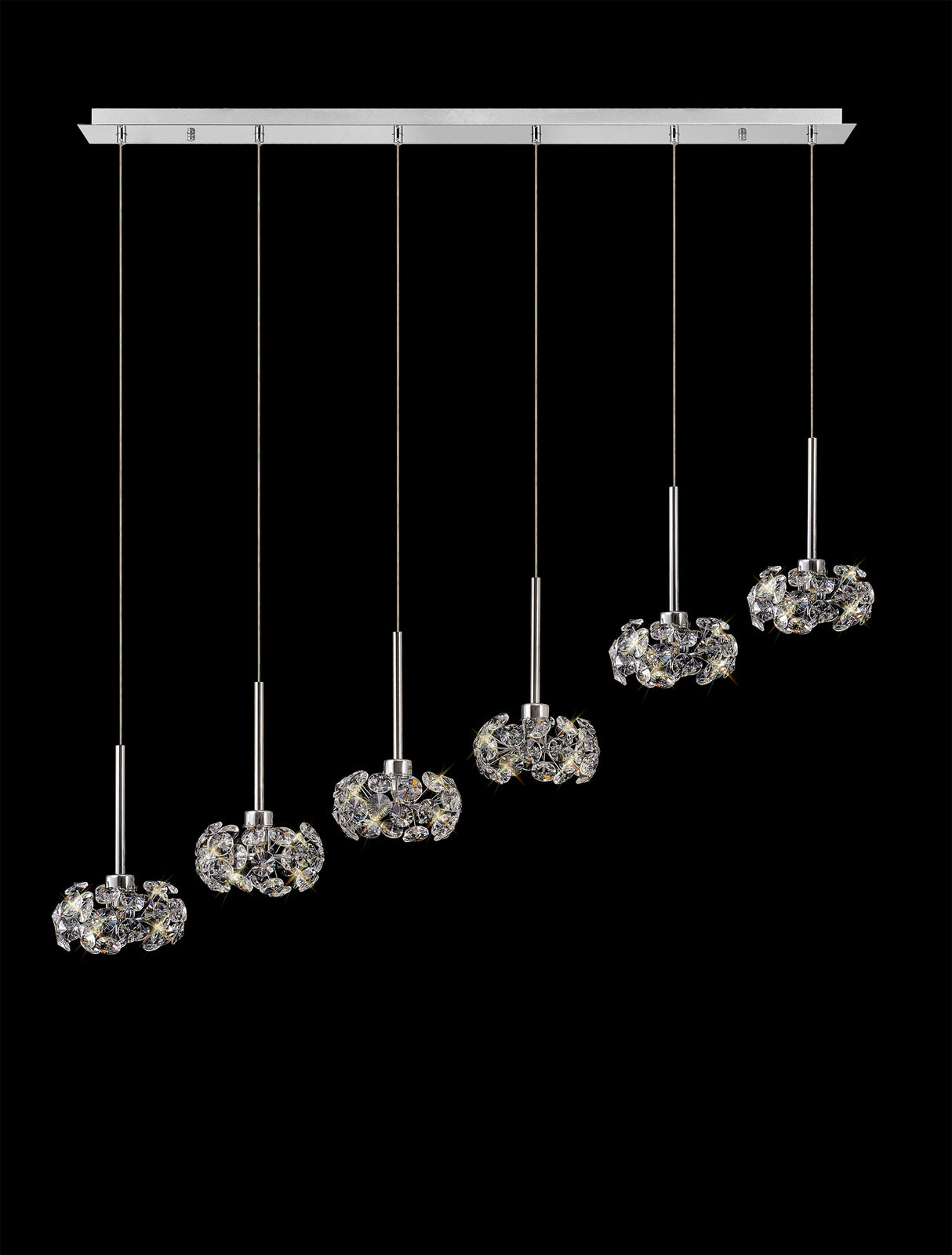 Byrne 6 Light G9 2m Linear Pendant With Polished Chrome And Crystal Shade