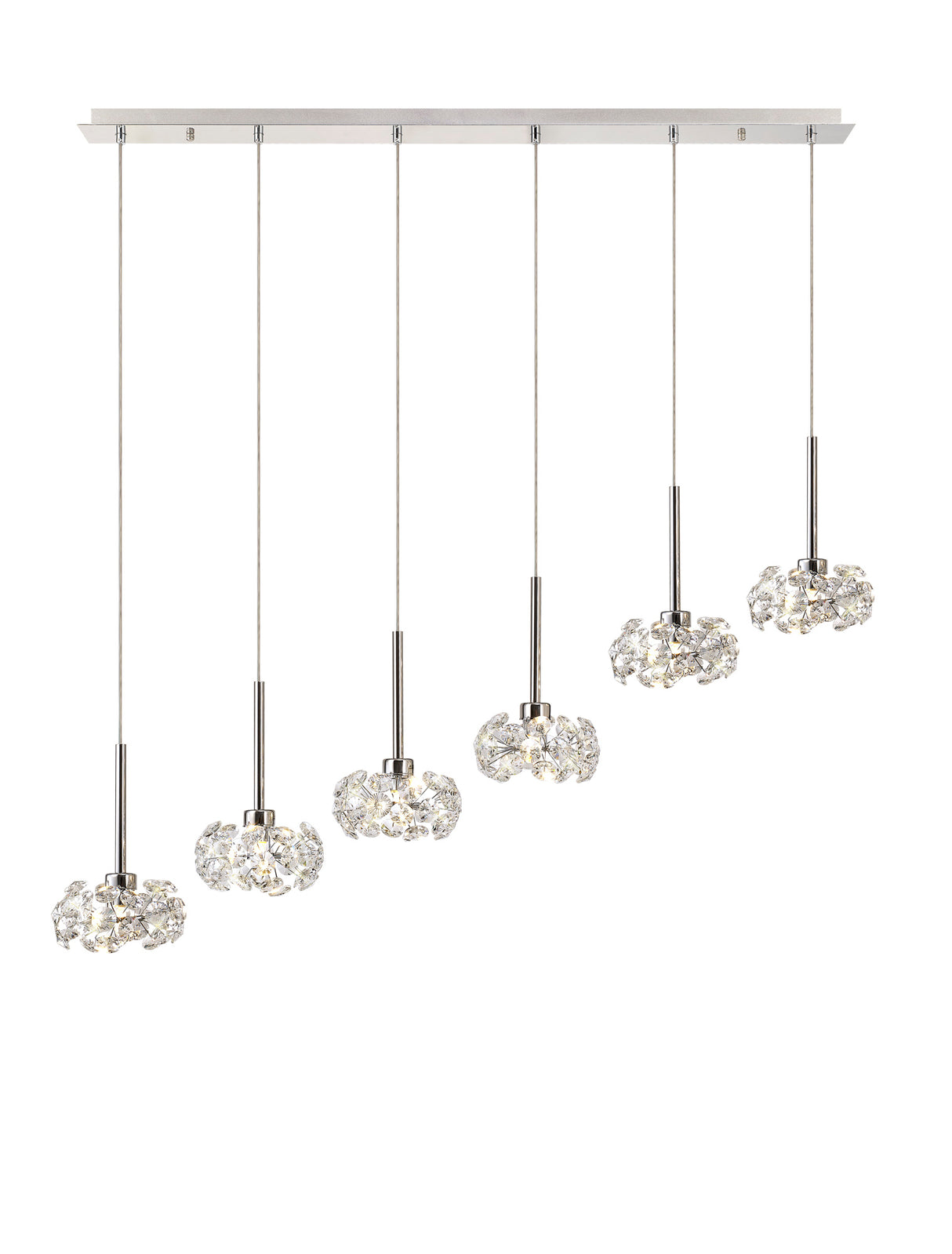Byrne 6 Light G9 2m Linear Pendant With Polished Chrome And Crystal Shade