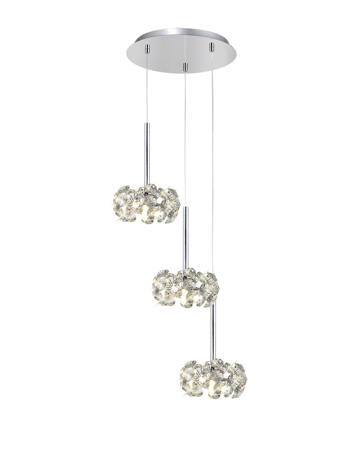 Byrne 3 Light G9 2m Round Pendant With Polished Chrome And Crystal Shade