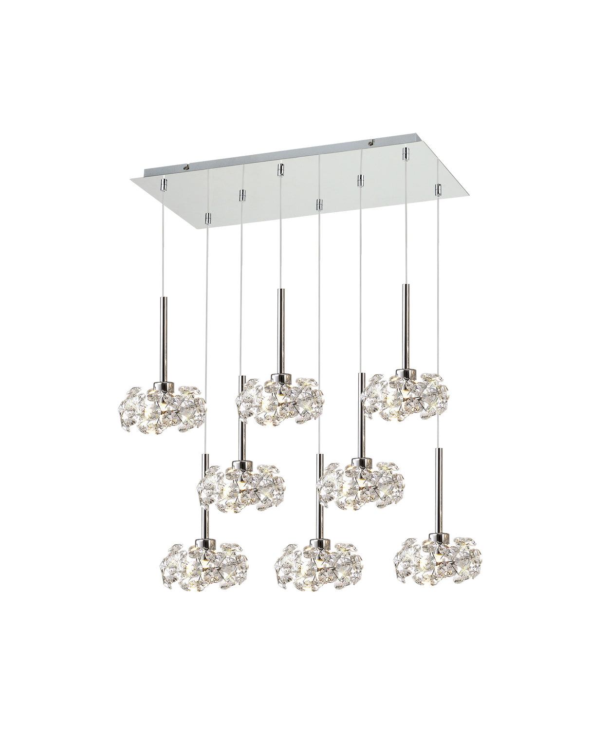 Byrne 8 Light G9 2m Rectangle Multiple Pendant With Polished Chrome And Crystal Shade