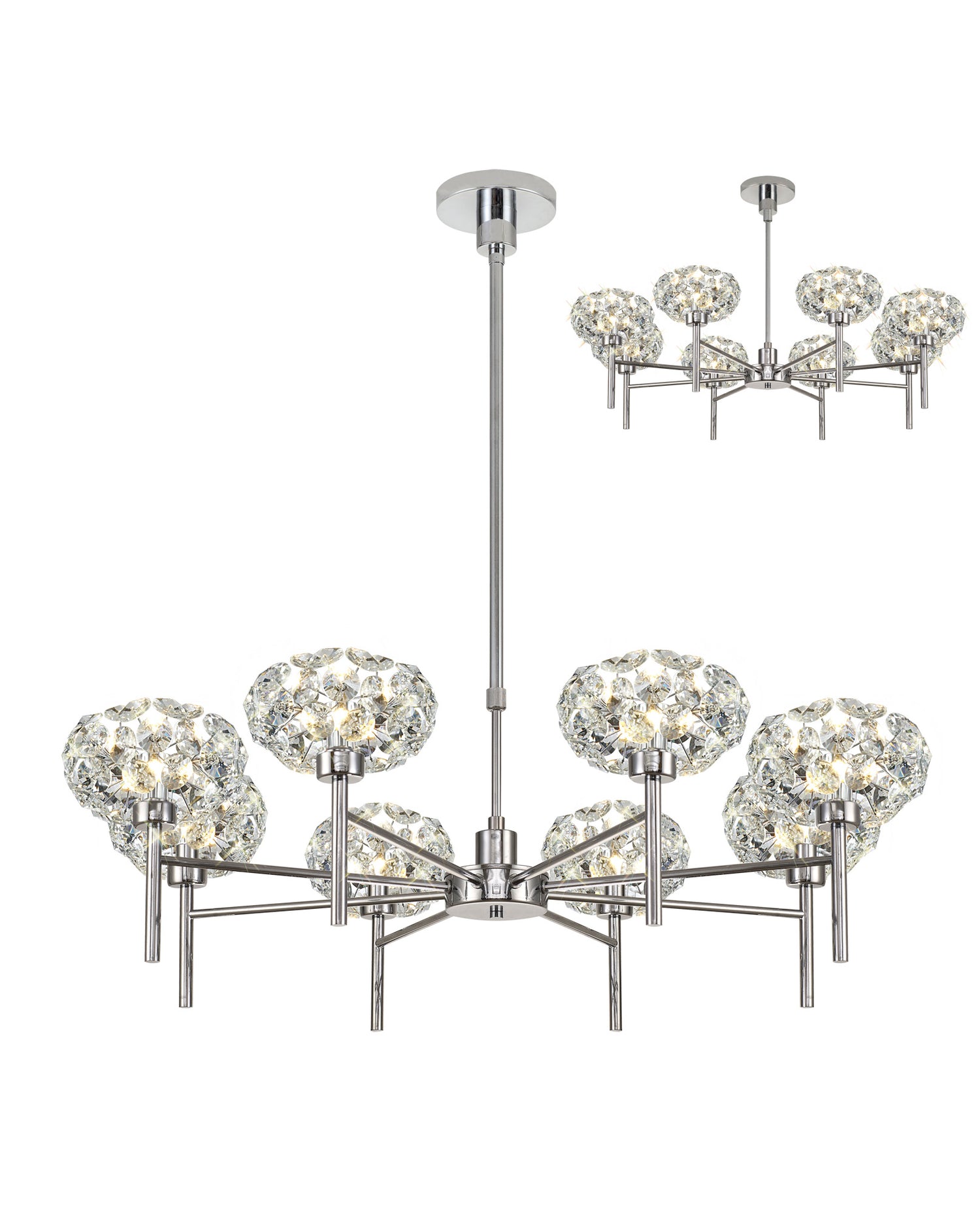 Byrne 8 Light G9 Telescopic Light With Polished Chrome And Crystal Shade