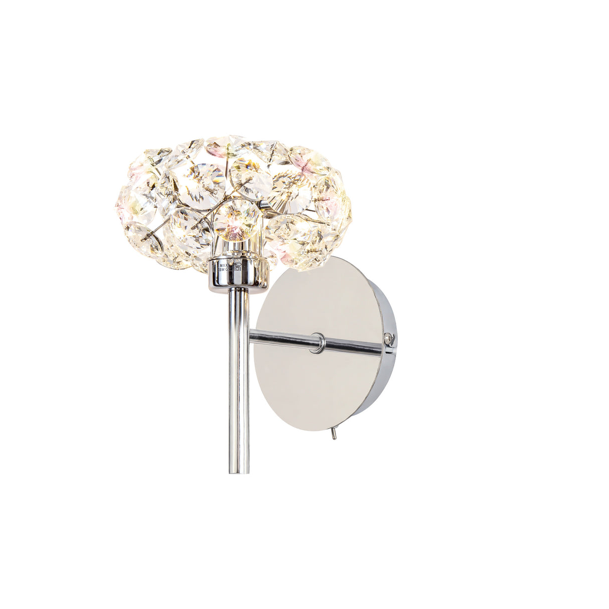 Byrne 1 Light G9 Switched Wall Lamp With Polished Chrome And Crystal Shade