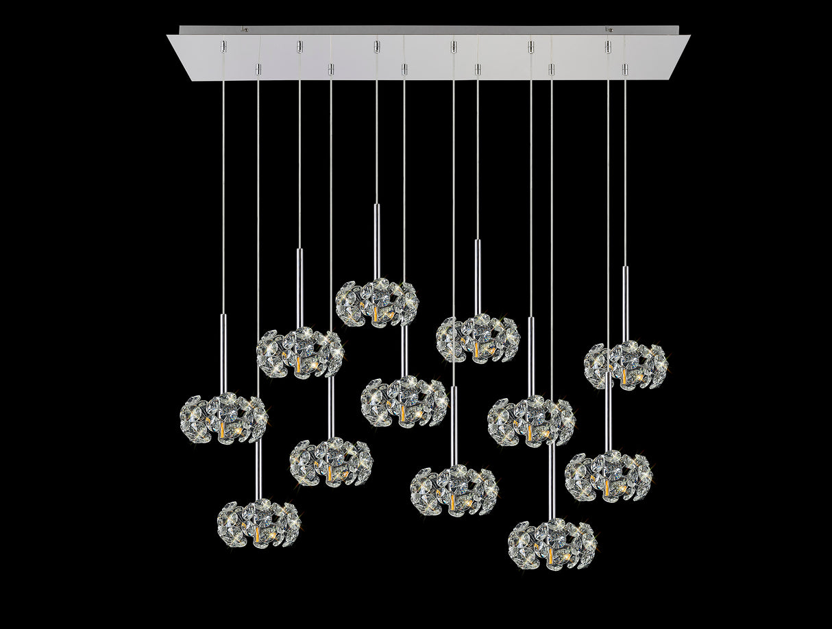 Byrne 12 Light G9 2m Linear Pendant With Polished Chrome And Crystal Shade