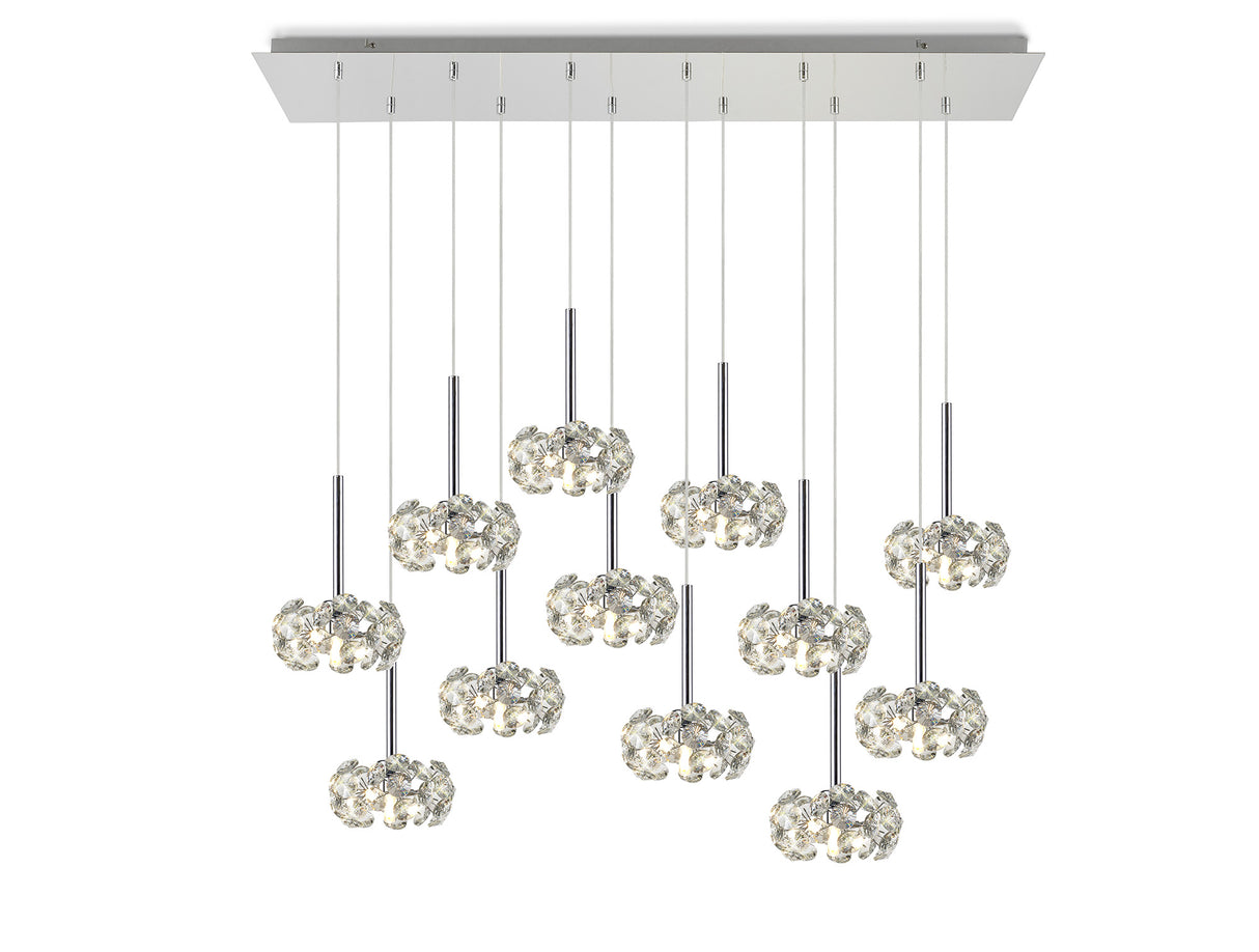 Byrne 12 Light G9 2m Linear Pendant With Polished Chrome And Crystal Shade