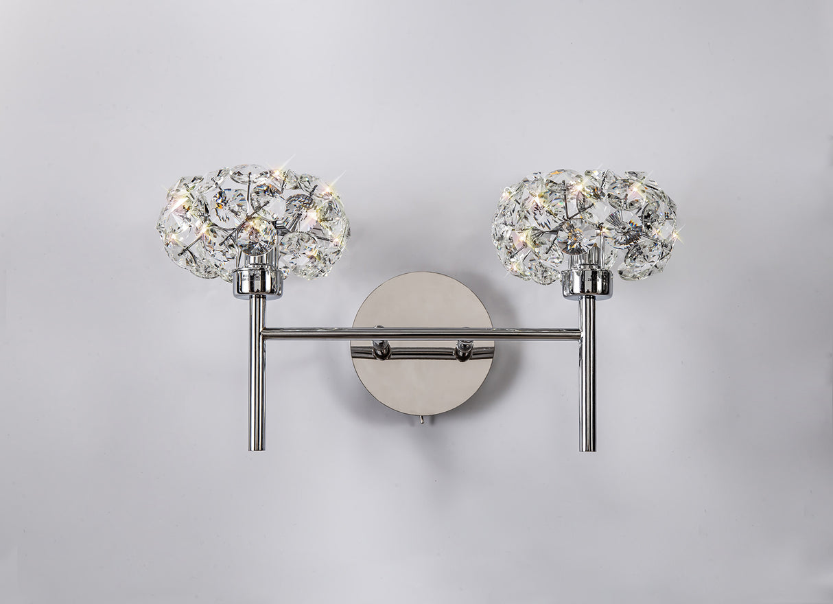 Byrne 2 Light G9 Switched Wall Lamp With Polished Chrome And Crystal Shade