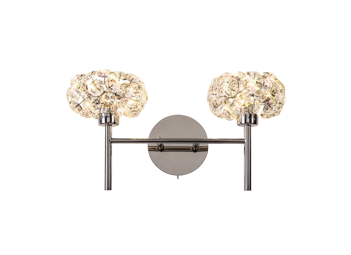 Byrne 2 Light G9 Switched Wall Lamp With Polished Chrome And Crystal Shade