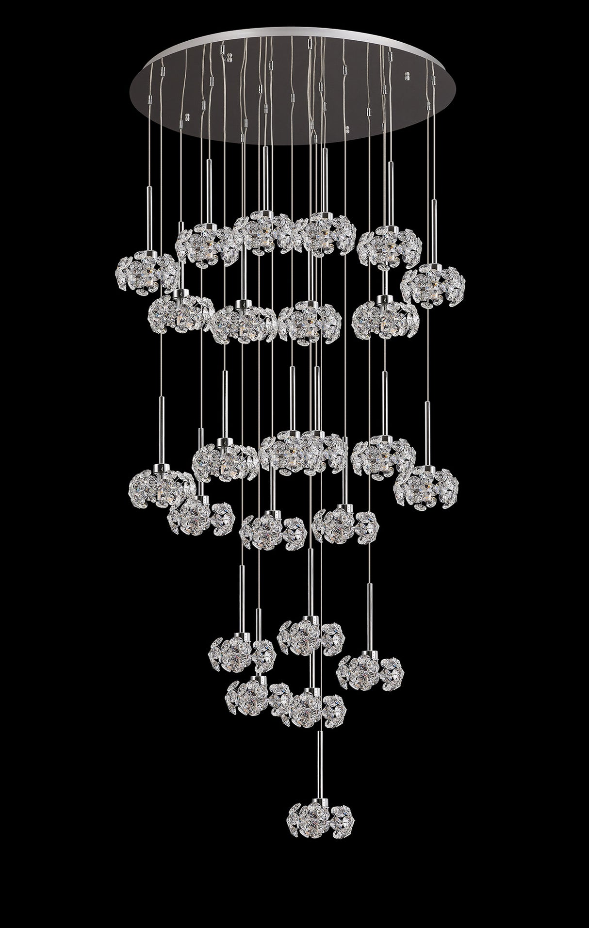 Byrne 24 Light G9 5m Round Multiple Pendant With Polished Chrome And Crystal Shade, Item Weight: 25.2kg