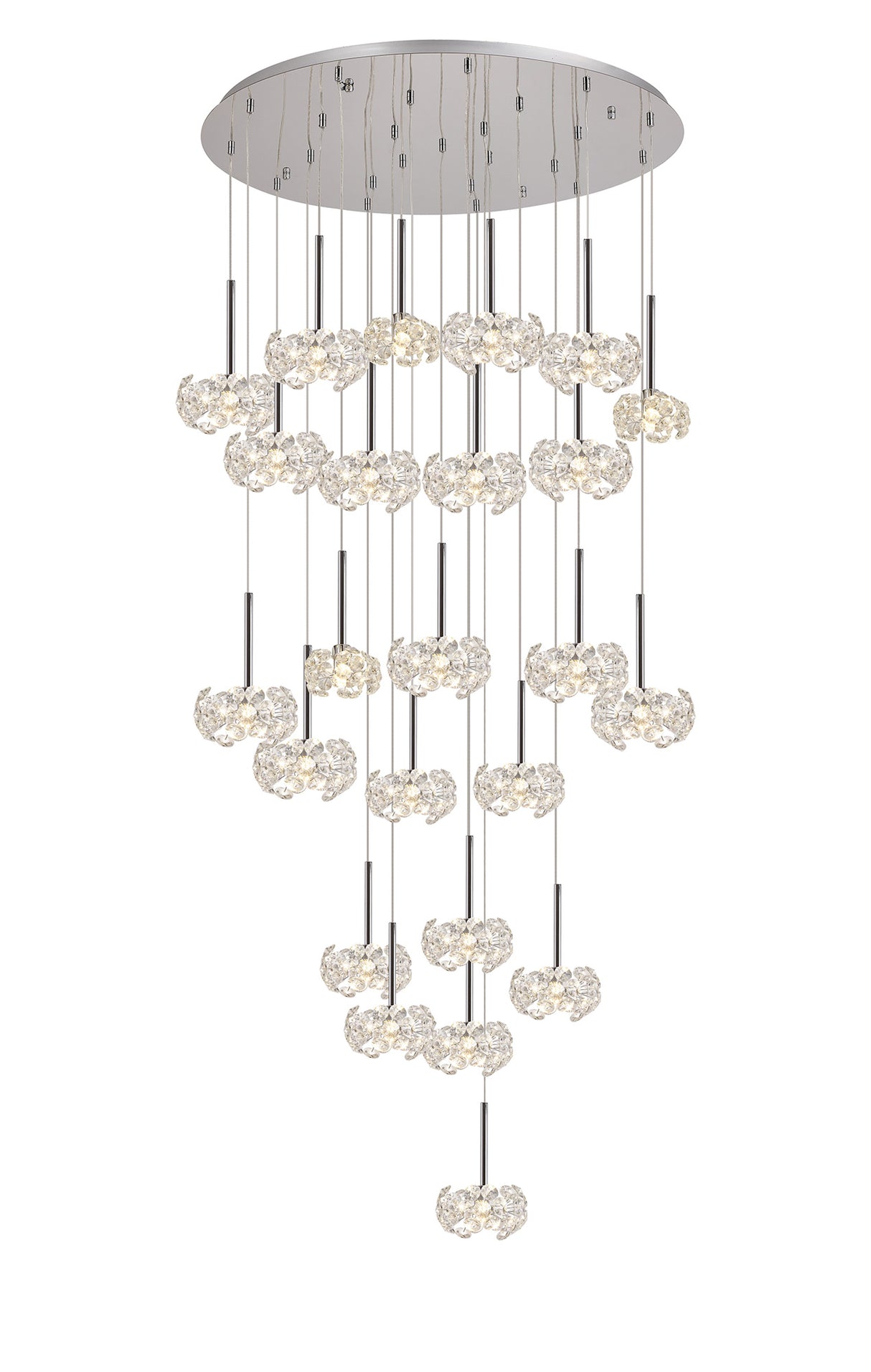 Byrne 24 Light G9 5m Round Multiple Pendant With Polished Chrome And Crystal Shade, Item Weight: 25.2kg