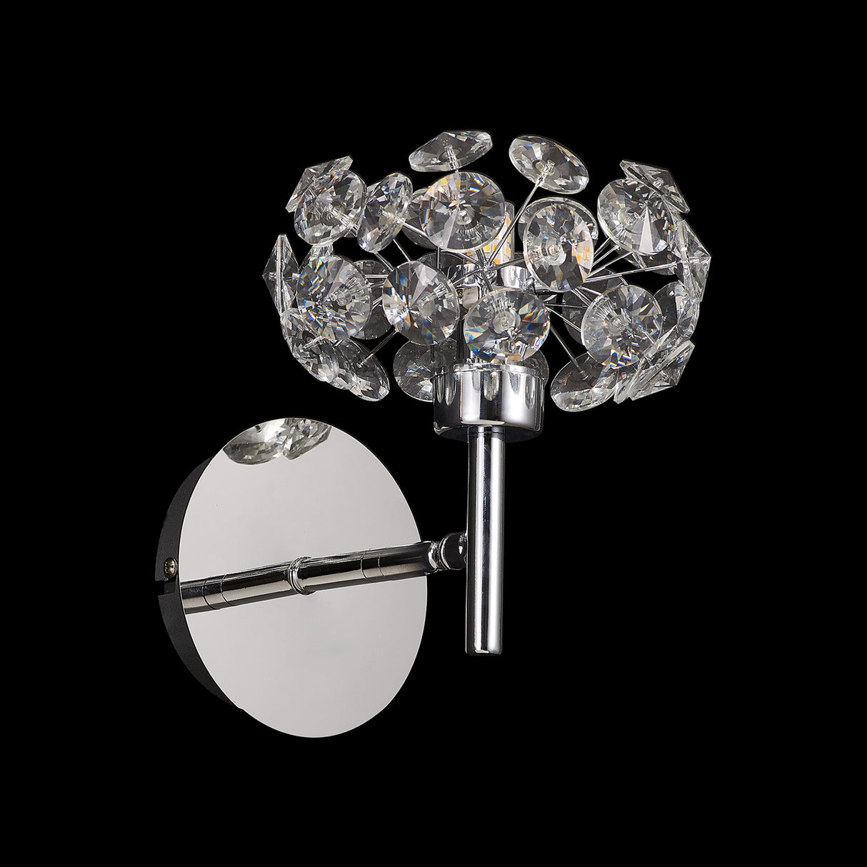 Byrne 1 Light Adjustable G9 Switched Wall Lamp With Polished Chrome And Crystal Shade