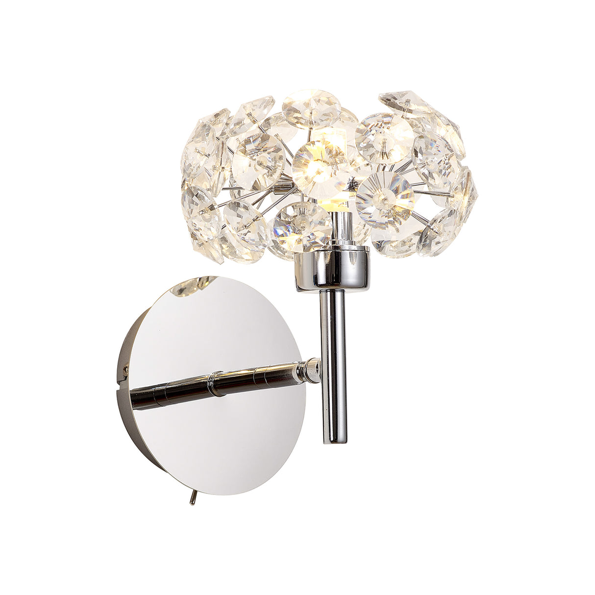 Byrne 1 Light Adjustable G9 Switched Wall Lamp With Polished Chrome And Crystal Shade