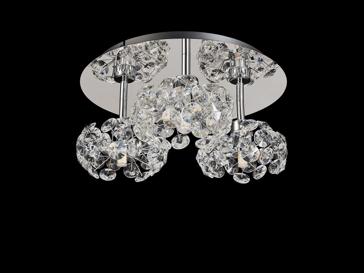 Byrne Round 3 Light G9 35cm Flush Light With Polished Chrome And Crystal Shade