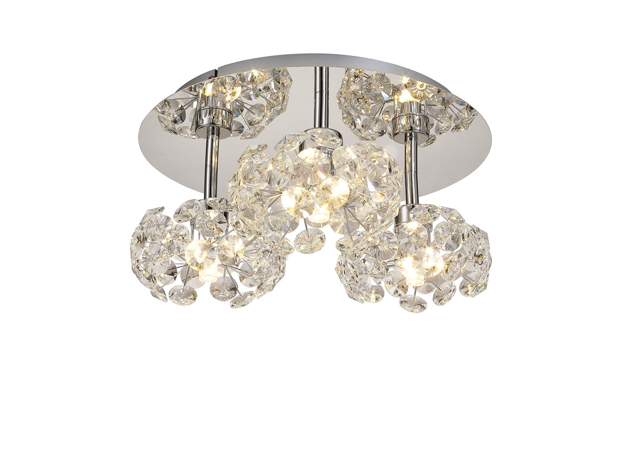 Byrne Round 3 Light G9 35cm Flush Light With Polished Chrome And Crystal Shade