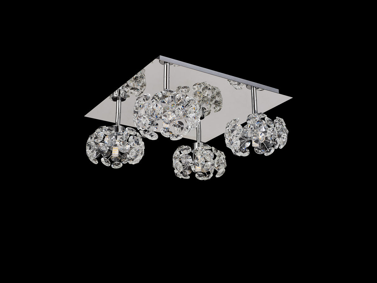 Byrne Square 4 Light G9 40cm Flush Light With Polished Chrome Square And Crystal Shade