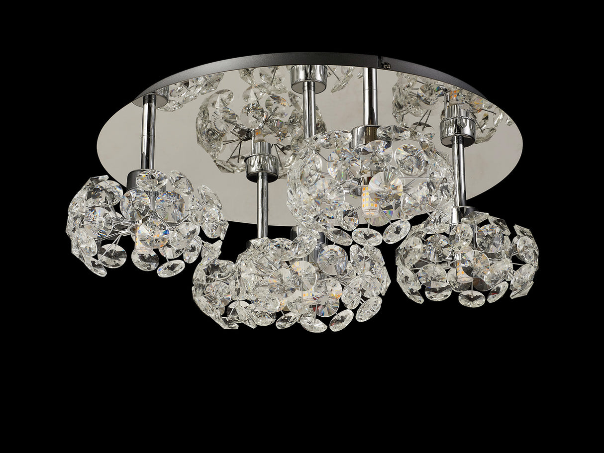 Byrne Round 5 Light G9 Flush Light With Polished Chrome And Crystal Shade