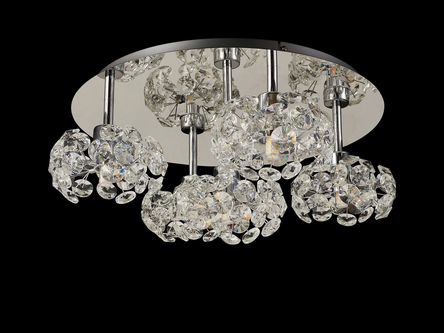 Byrne Round 5 Light G9 Flush Light With Polished Chrome And Crystal Shade