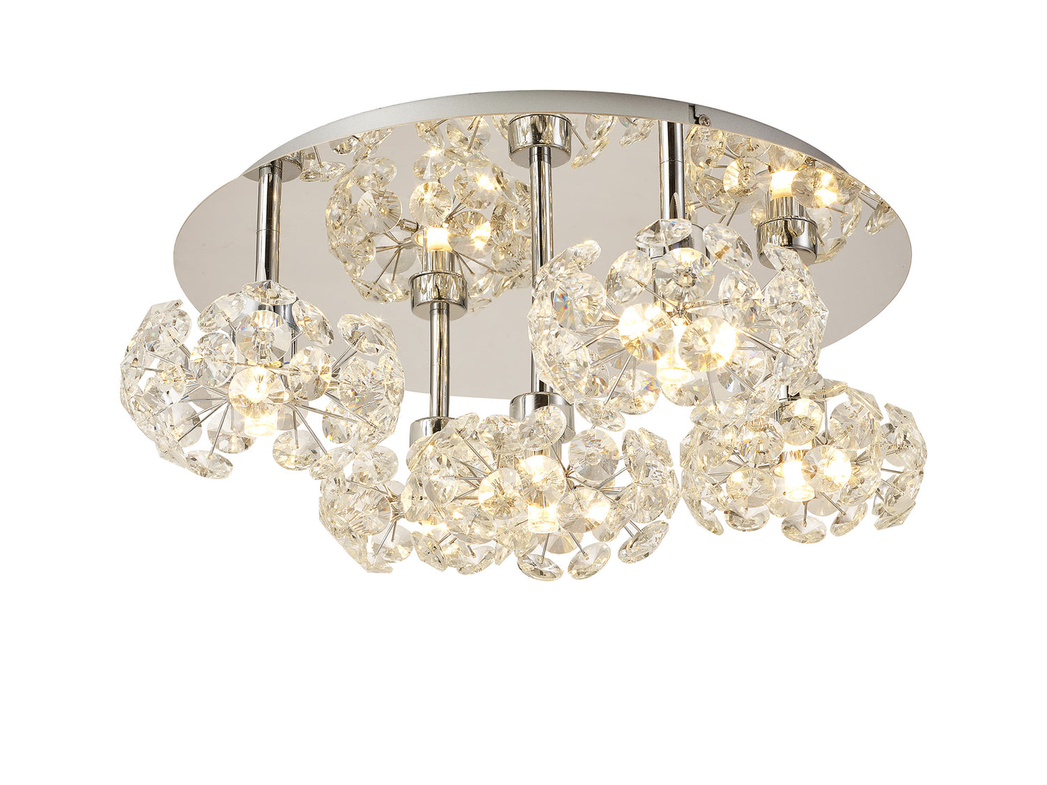 Byrne Round 5 Light G9 Flush Light With Polished Chrome And Crystal Shade