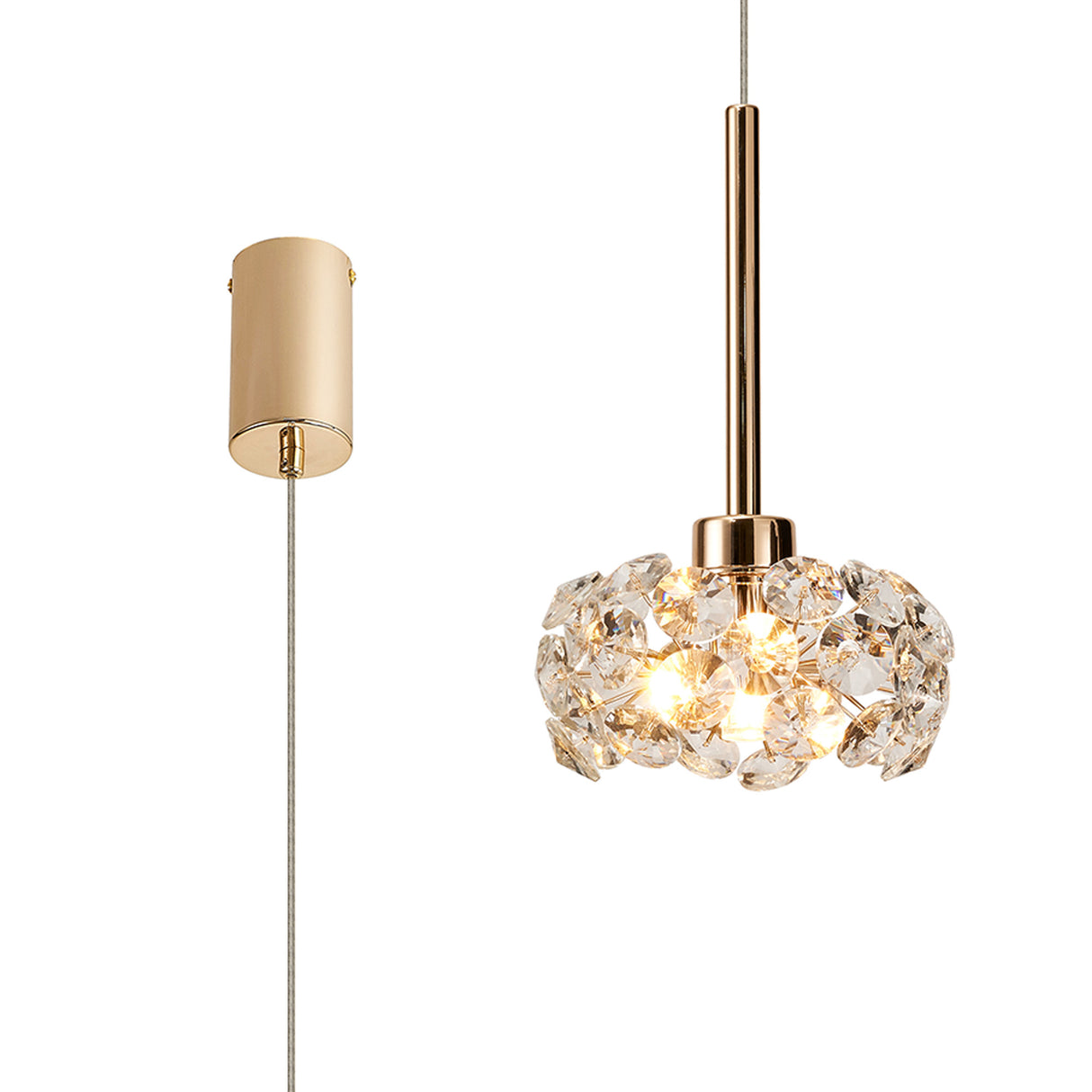 Byrne 1 Light G9 2m Single Pendant With French Gold And Crystal Shade