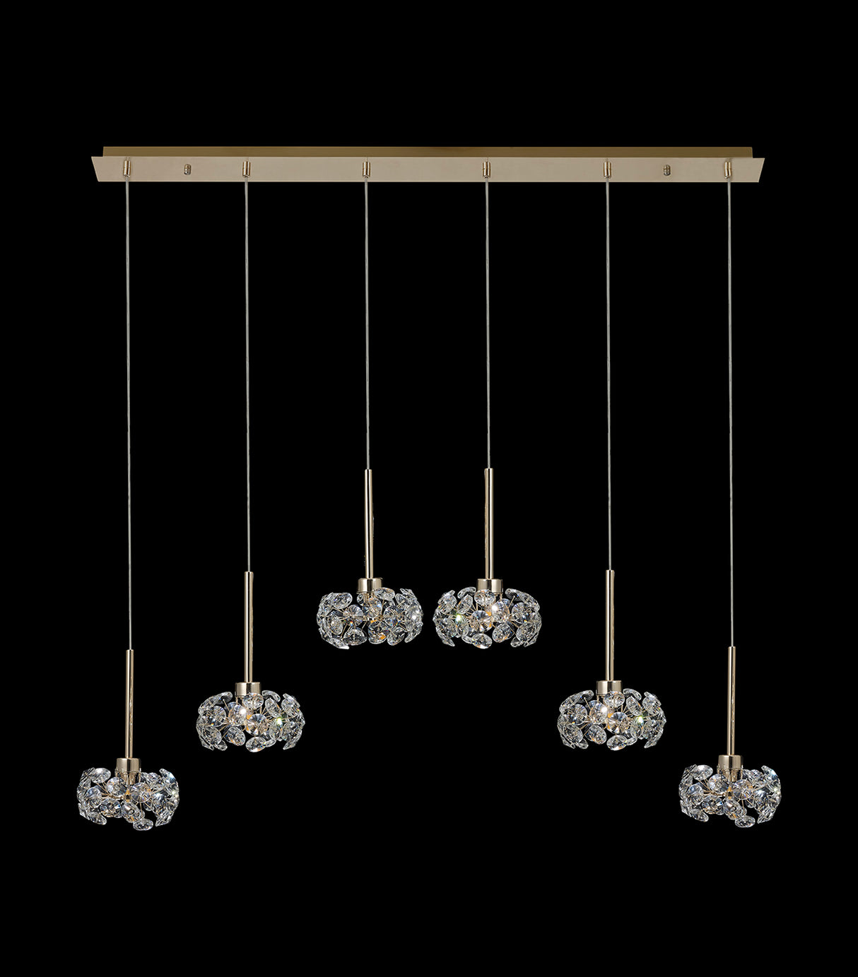 Byrne 6 Light G9 2m Linear Pendant With French Gold And Crystal Shade