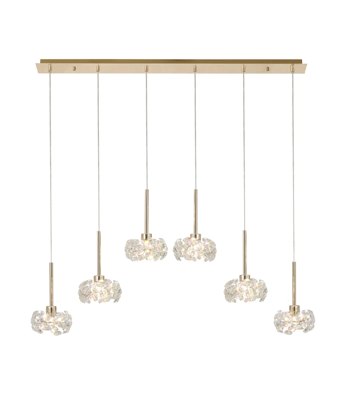 Byrne 6 Light G9 2m Linear Pendant With French Gold And Crystal Shade