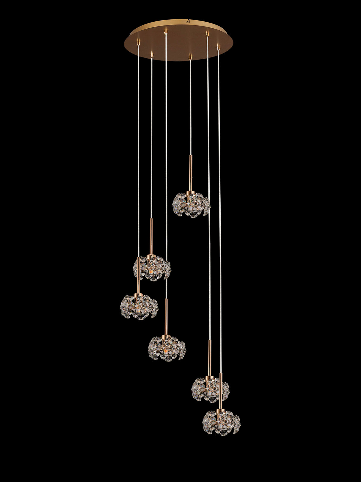 Byrne 6 Light G9 2.5m Round Multiple Pendant With French Gold And Crystal Shade