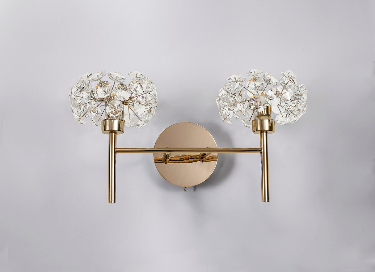 Byrne 2 Light G9 Switched Wall Lamp With French Gold And Crystal Shade