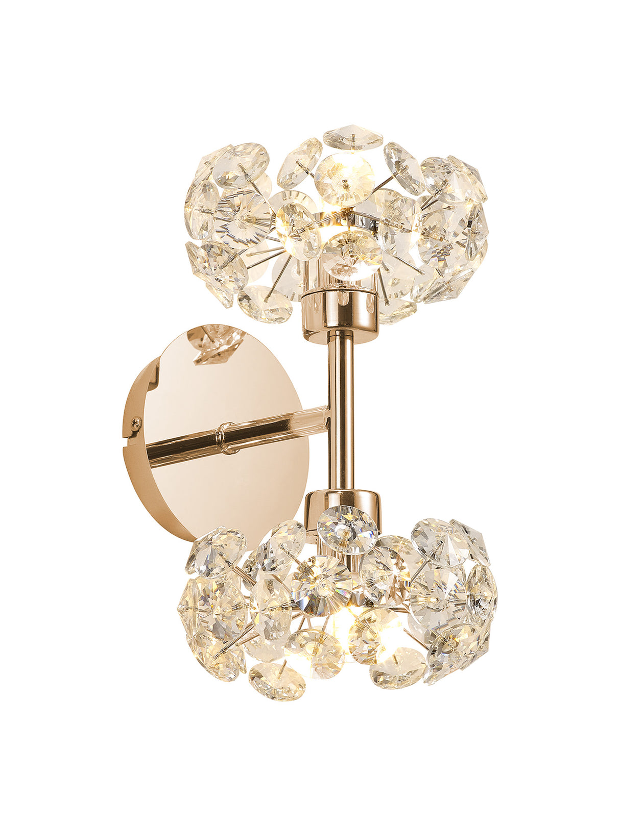 Byrne 2 Light G9 Switched Up/Down Wall Lamp With French Gold And Crystal Shade