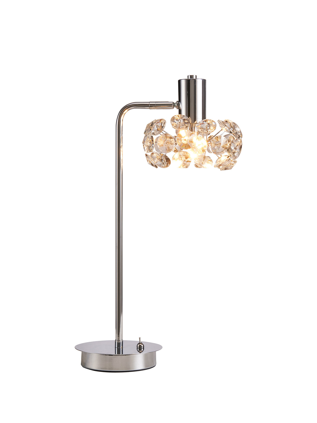 Byrne 1 Light G9 Reader Table Lamp And Crystal Shade, Polished Chrome