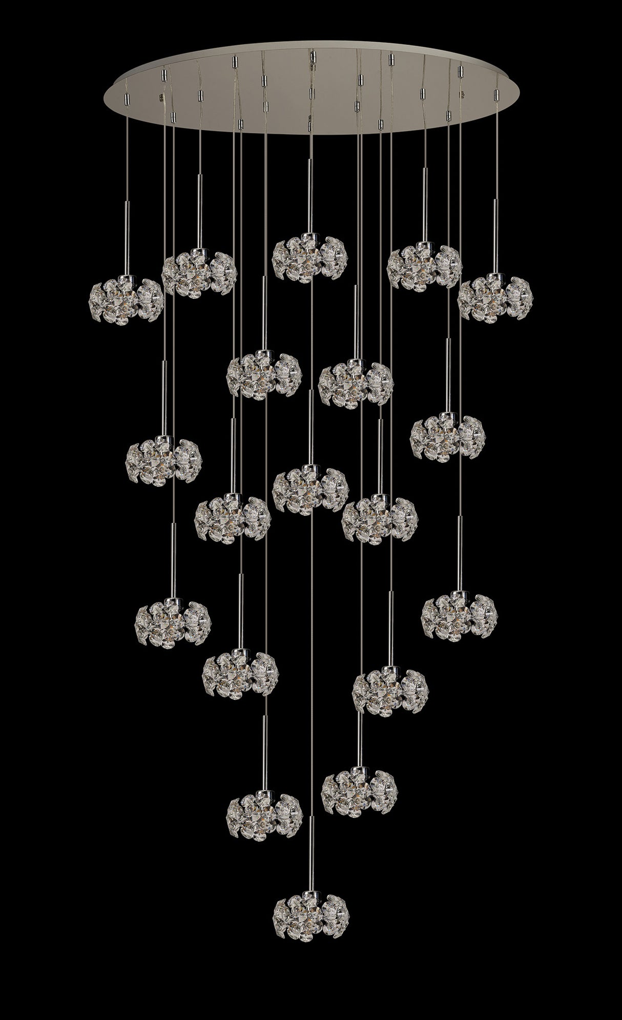 Byrne 19 Light G9 3.5m Oval Multiple Pendant With Polished Chrome And Crystal Shade, Item Weight: 18.4kg