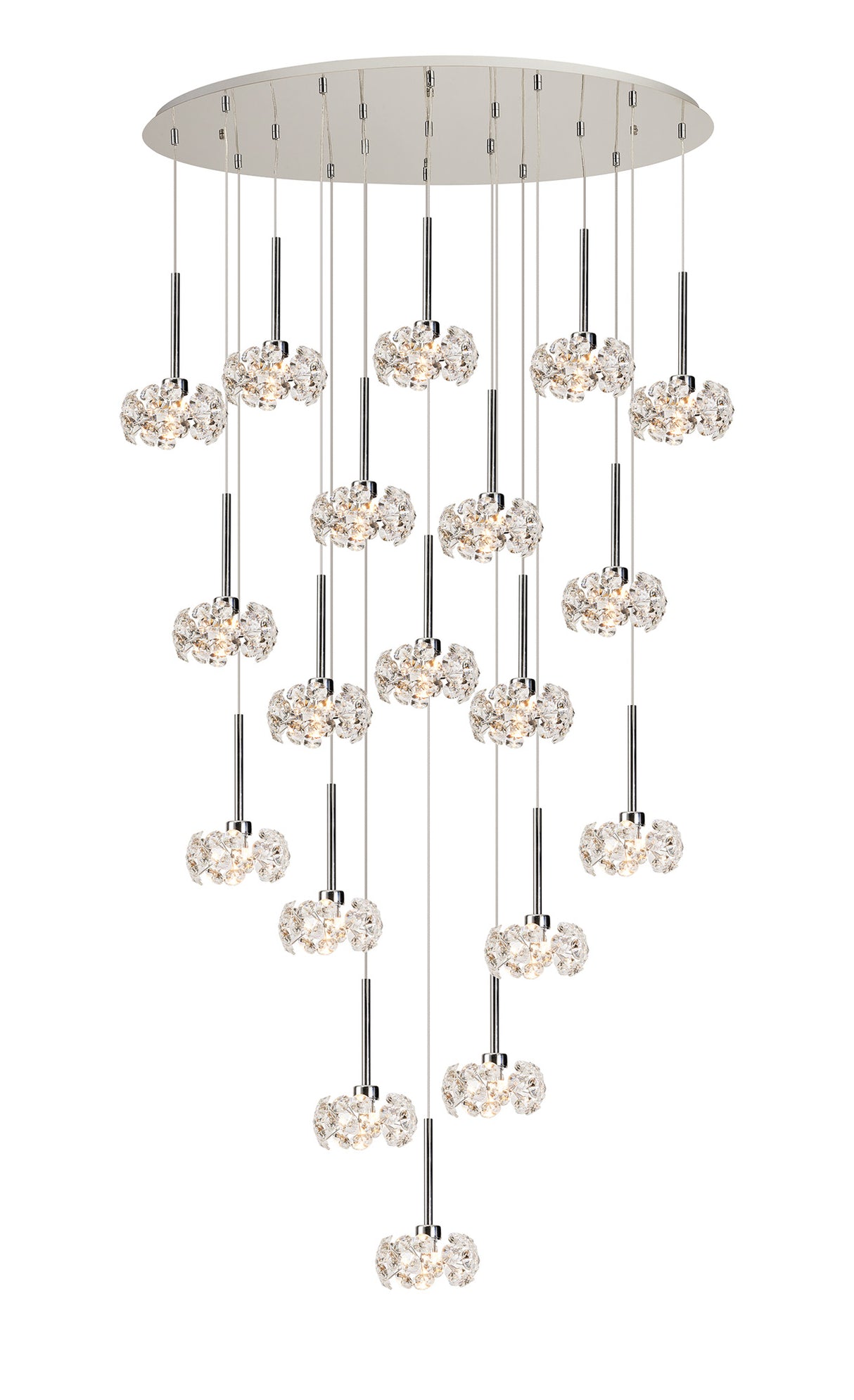 Byrne 19 Light G9 3.5m Oval Multiple Pendant With Polished Chrome And Crystal Shade, Item Weight: 18.4kg