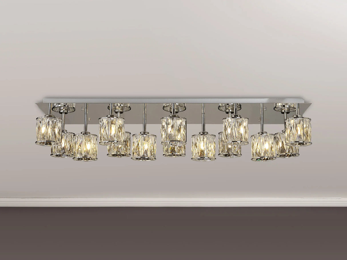 Swindlehirs Rectangle 14 x G9 Flush Light Chrome/Clear Crystal Shade