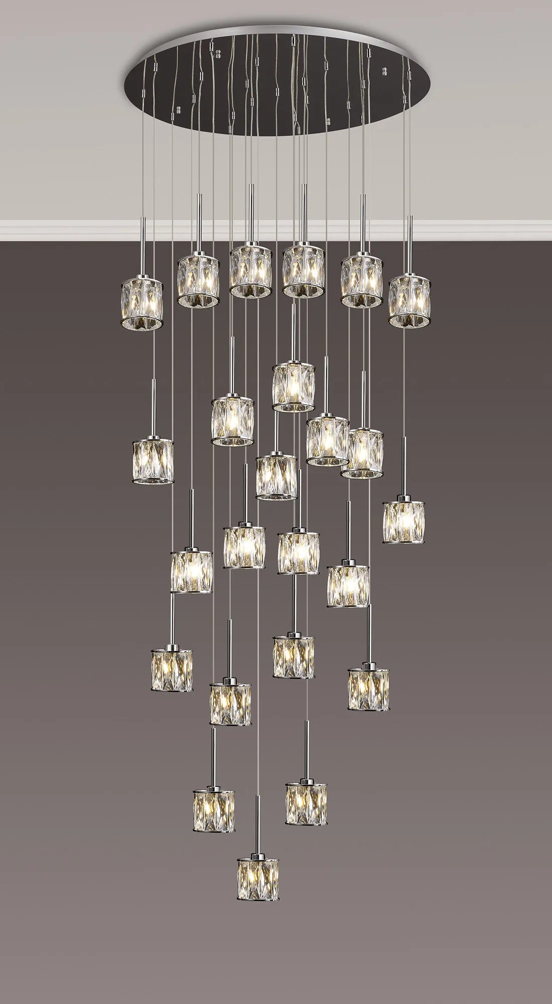 Swindlehirs 24 x G9 5m Round Multiple Pendant Chrome/Clear Crystal Shade