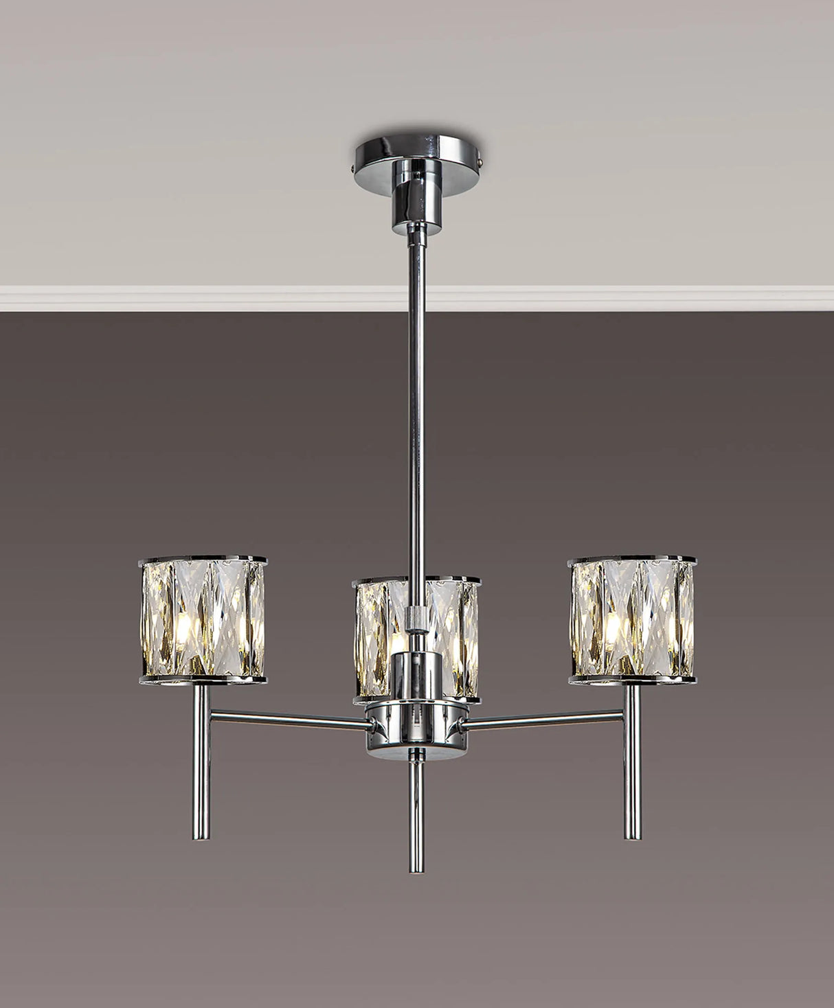 Swindlehirs 3 x G9 Telescopic/Semi Flush Chrome/Clear Crystal Shade