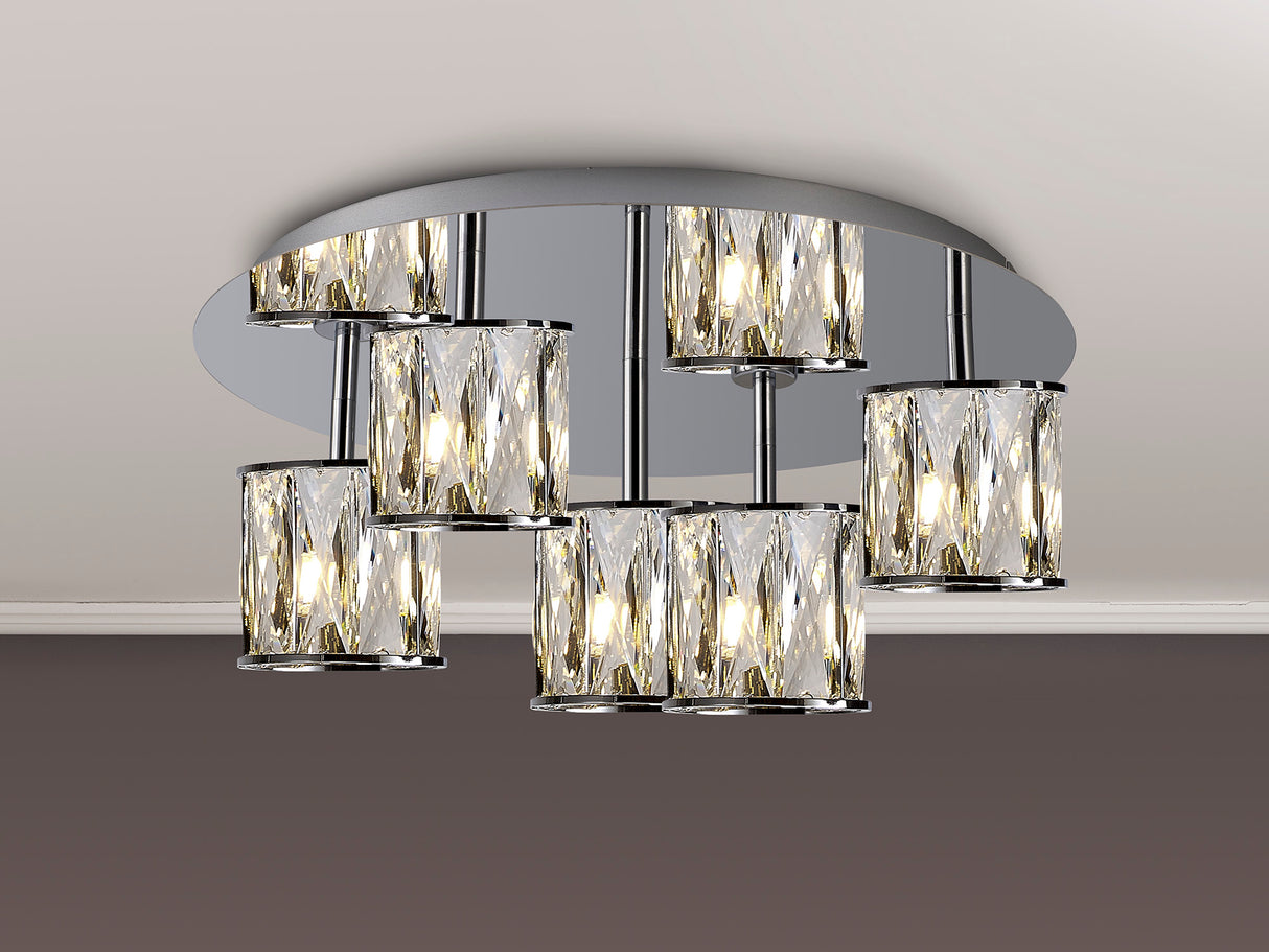 Swindlehirs Round 5 x G9 Flush Light Chrome/Clear Crystal Shade