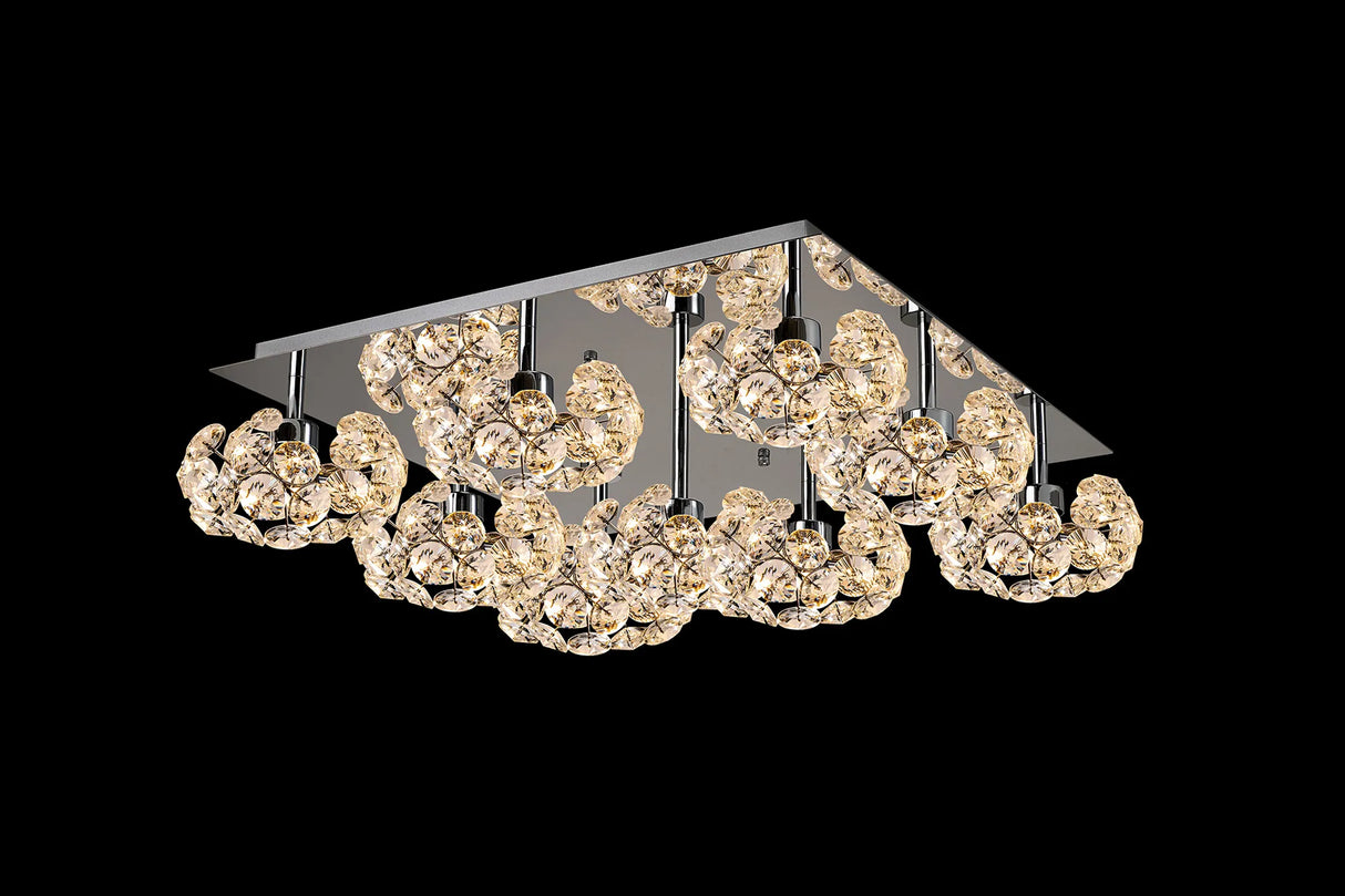 Byrne Polished Chrome Square 9 x G9 Flush Light Chrome/Clear Crystal Shade