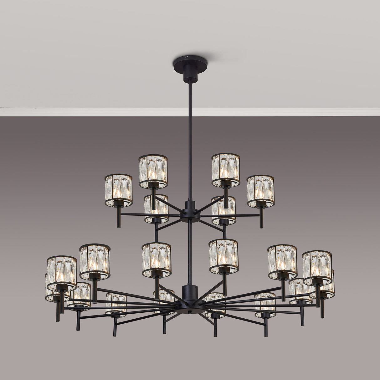 Swindlehirs Satin Black 20 x G9 2-Tier Light With Clear Crystal