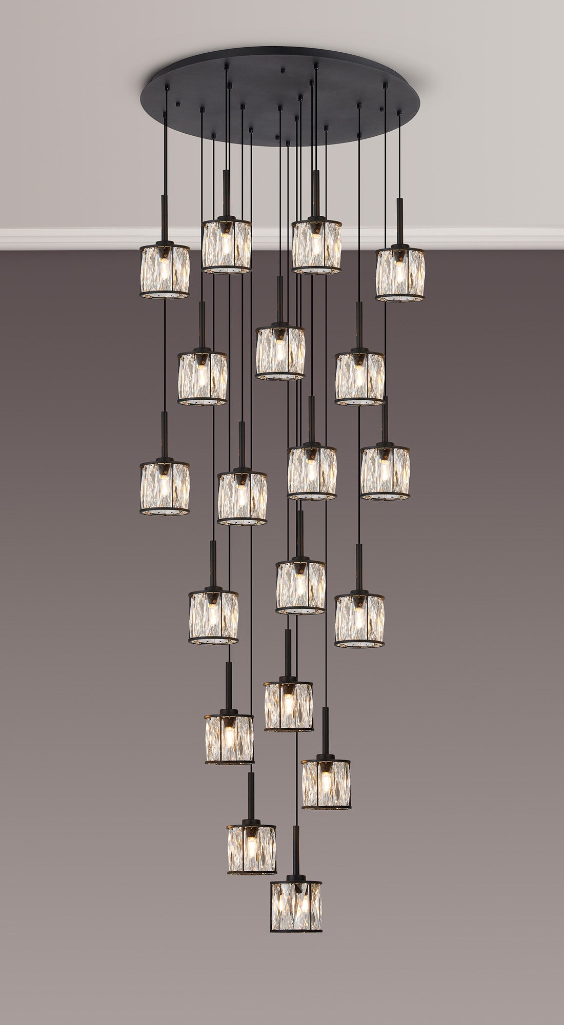 Swindlehirs Satin Black 19 x G9 3.5m Round Multiple Pendant