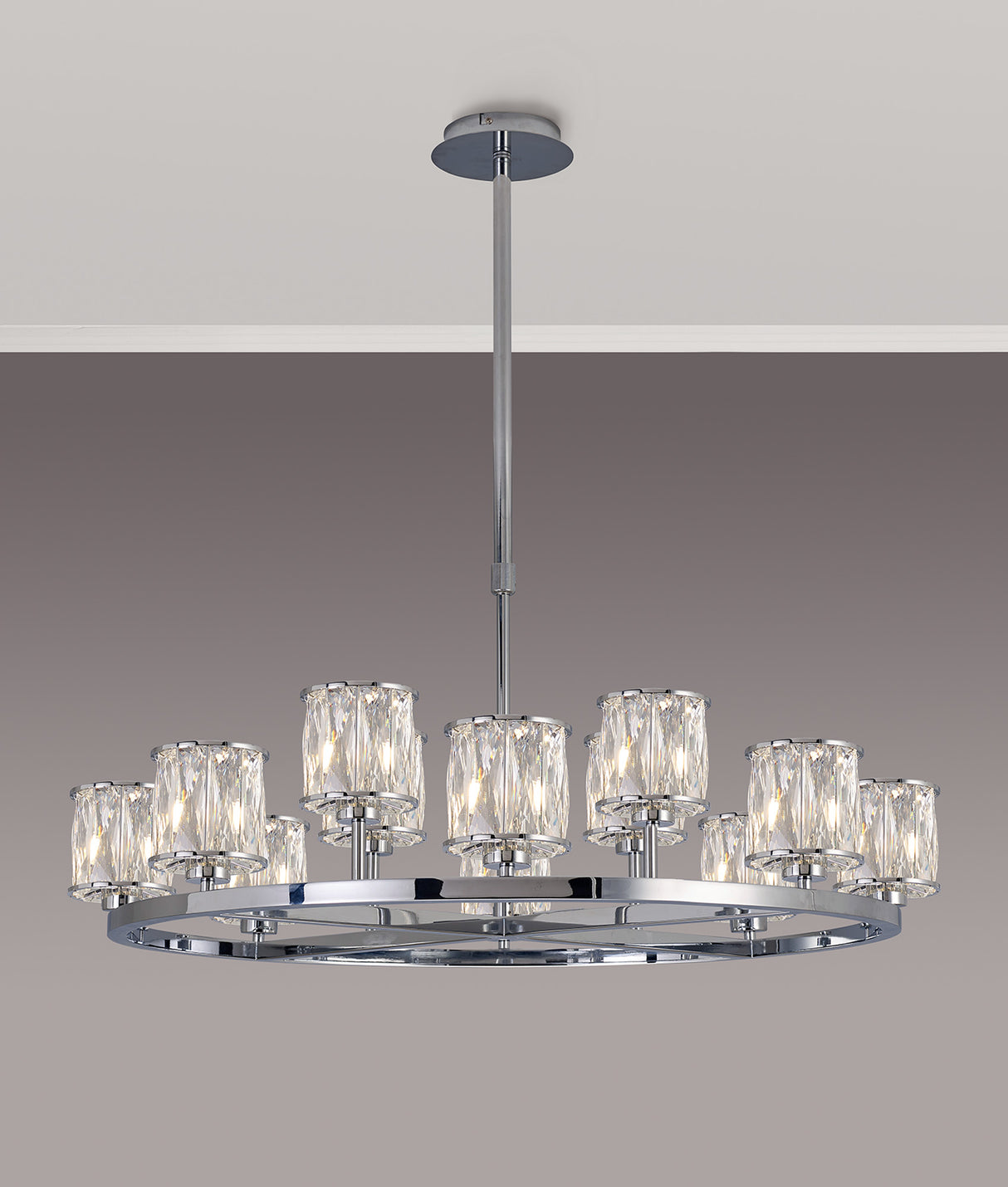 Swindlehirs 8 + 4 Light Round G9 Telescopic Light Polished Chrome / Clear Crystal Shade