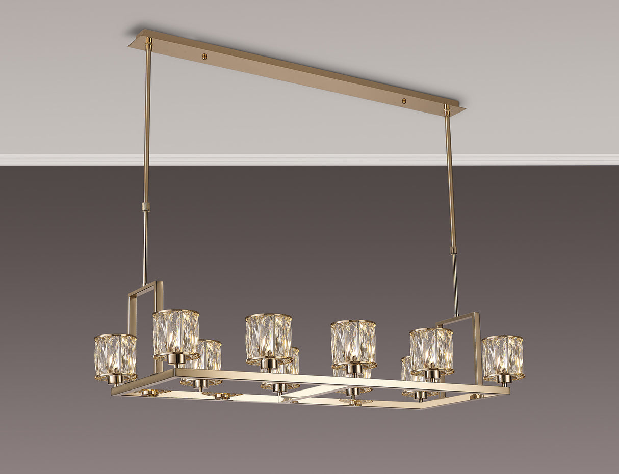 Swindlehirs 10 Light Rectangle G9 Telescopic Light French Gold / Clear Crystal Shade