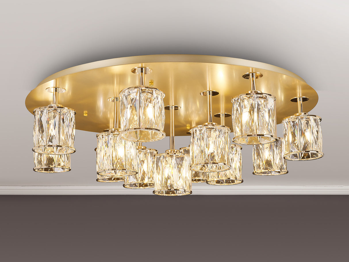 Swindlehirs Round 13 Light G9 Flush French Gold / Clear Crystal Shade