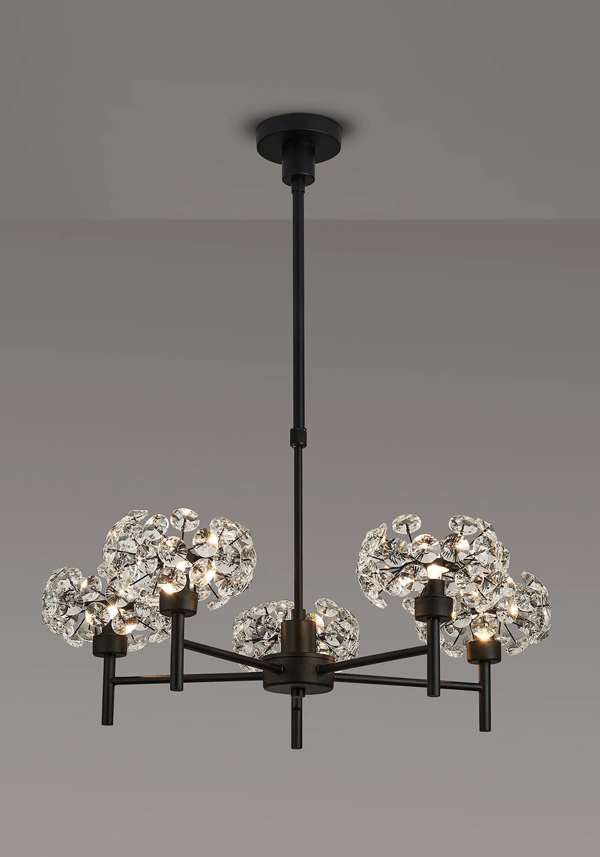 Byrne 5 x G9 Telescopic Light With Satin Black/Crystal Shade