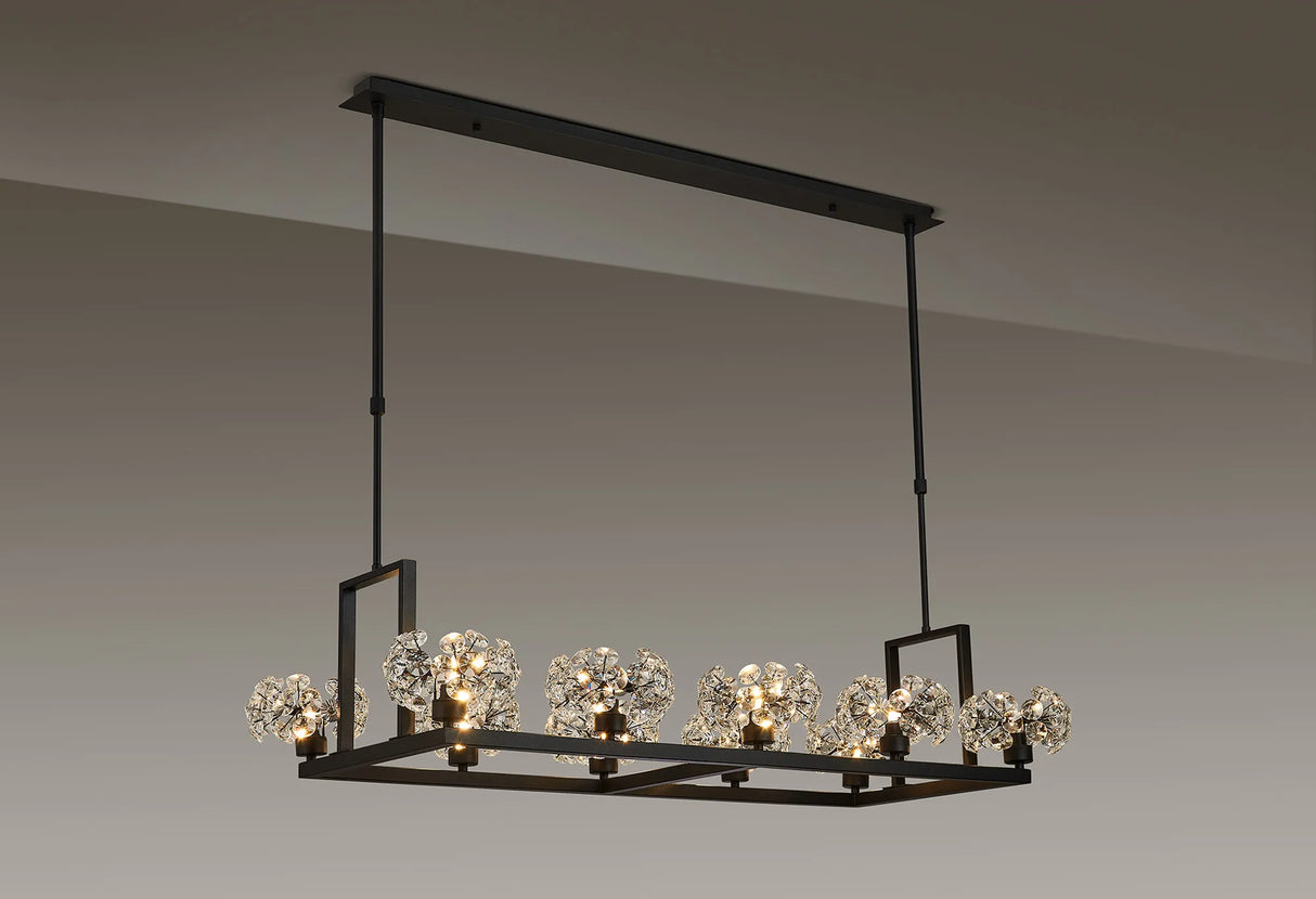 Byrne Satin Black 10 Light Rectangle G9 Telescopic Light Satin Black & Crystal Shade