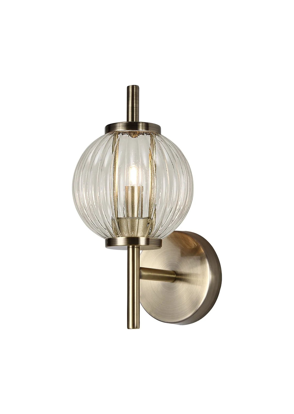 Halom Wall Lamp, 1 x G9, Antique Brass/Clear Glass